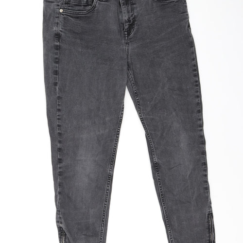 Oasis Womens Grey Cotton Skinny Jeans Size 12 L24 in Regular Zip