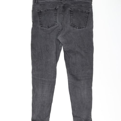 Oasis Womens Grey Cotton Skinny Jeans Size 12 L24 in Regular Zip
