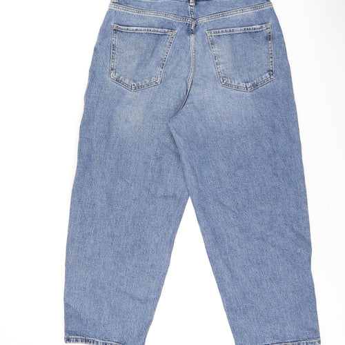 Marks and Spencer Womens Blue Cotton Cropped Jeans Size 12 L23.5 in Regular Zip
