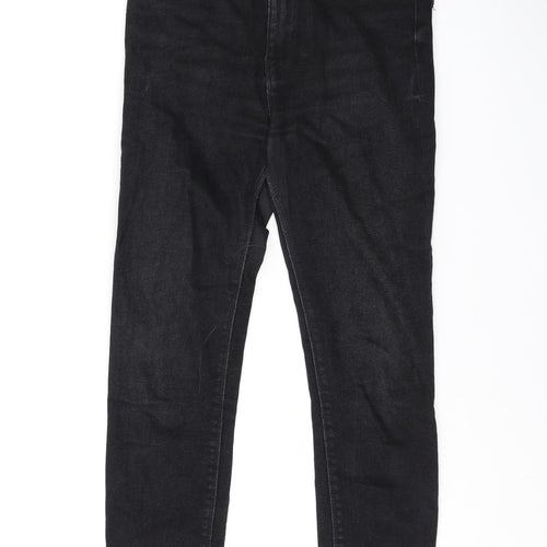 Zara Womens Black Cotton Skinny Jeans Size 10 L25.5 in Regular Zip