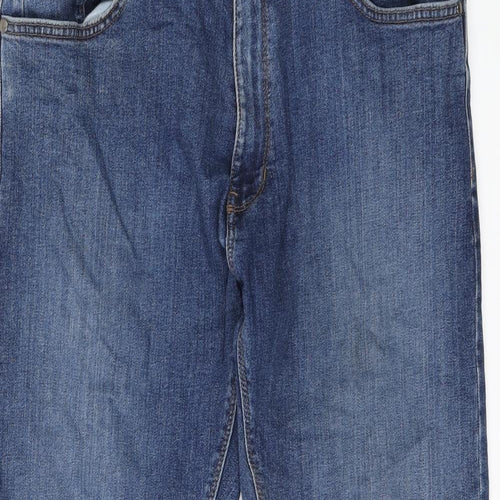 Marks and Spencer Mens Blue Cotton Straight Jeans Size 38 in L31 in Slim Zip