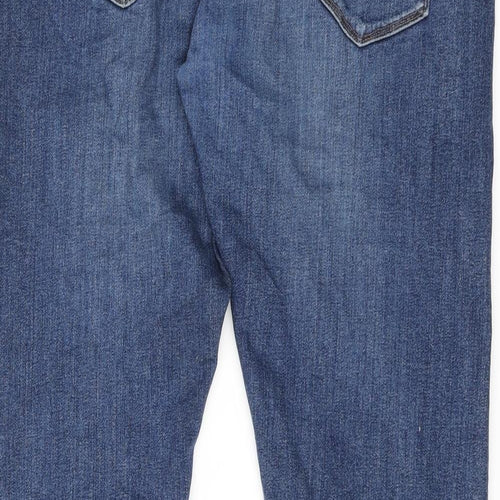 Marks and Spencer Mens Blue Cotton Straight Jeans Size 38 in L31 in Slim Zip