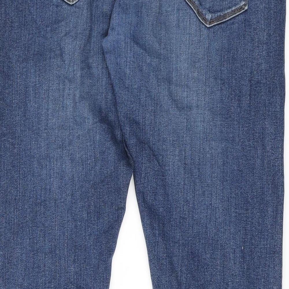 Marks and Spencer Mens Blue Cotton Straight Jeans Size 38 in L31 in Slim Zip