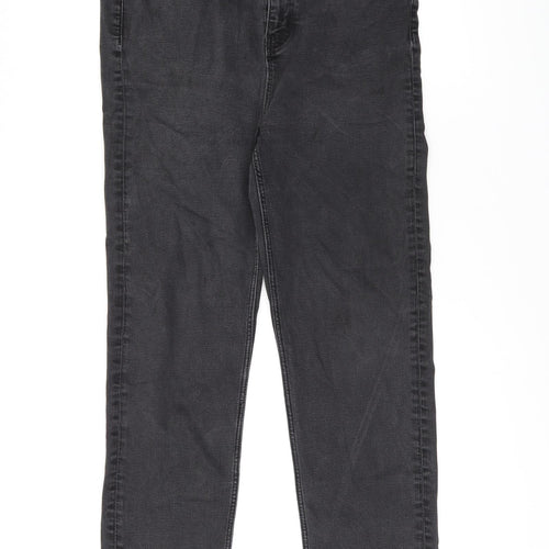 Marks and Spencer Womens Black Cotton Straight Jeans Size 16 L31 in Regular Zip - Long leg