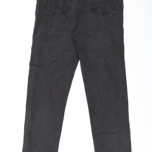 Marks and Spencer Womens Black Cotton Straight Jeans Size 16 L31 in Regular Zip - Long leg