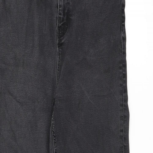 Marks and Spencer Womens Black Cotton Straight Jeans Size 16 L31 in Regular Zip - Long leg
