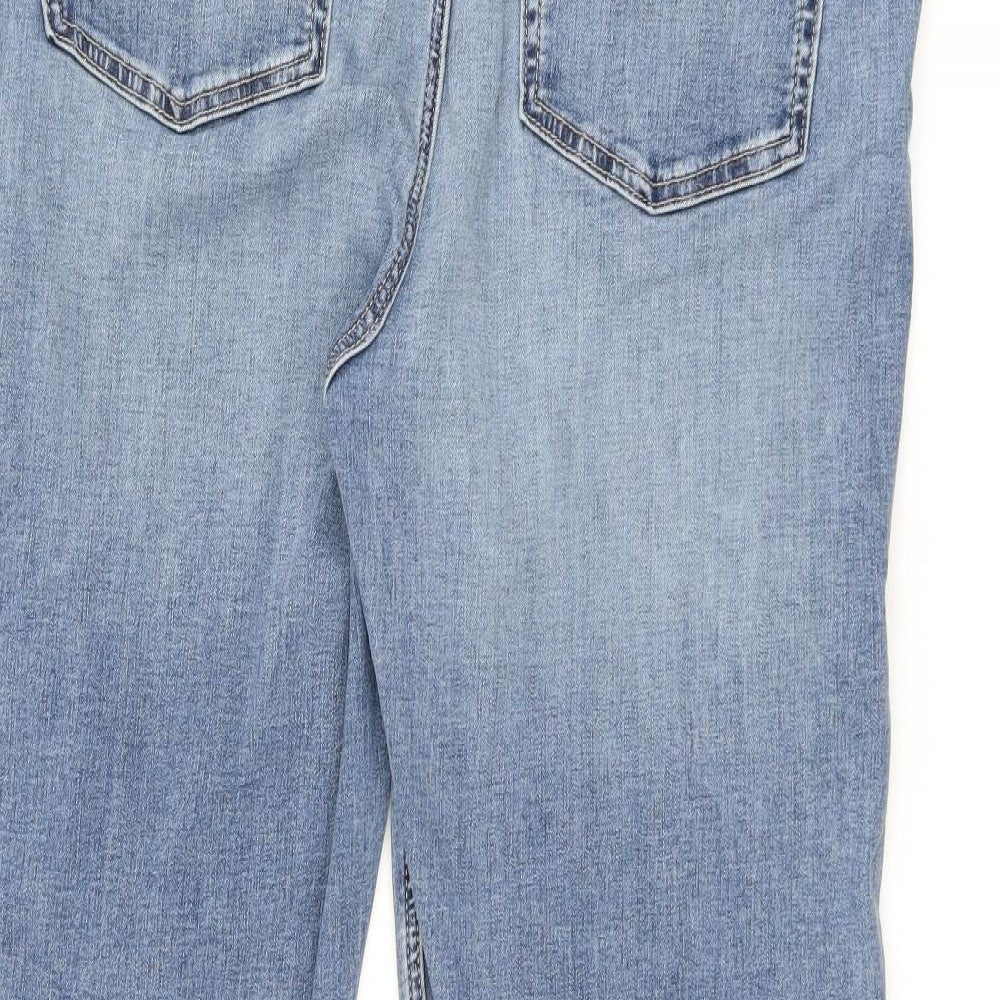 Marks and Spencer Womens Blue Cotton Straight Jeans Size 20 L27 in Regular Zip - Short leg