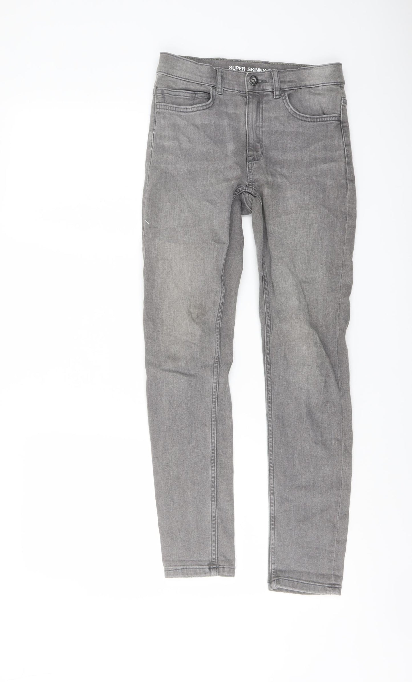 Zara Boys Grey Cotton Skinny Jeans Size 11-12 Years Regular Button