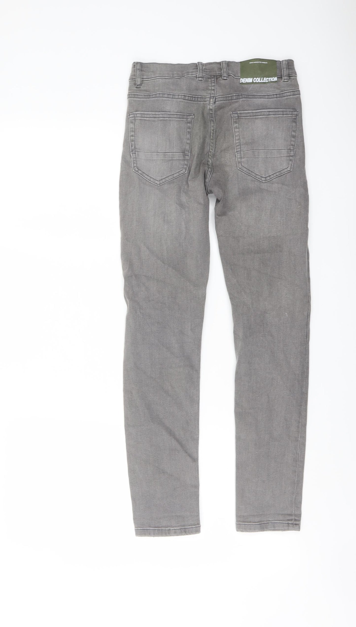 Zara Boys Grey Cotton Skinny Jeans Size 11-12 Years Regular Button