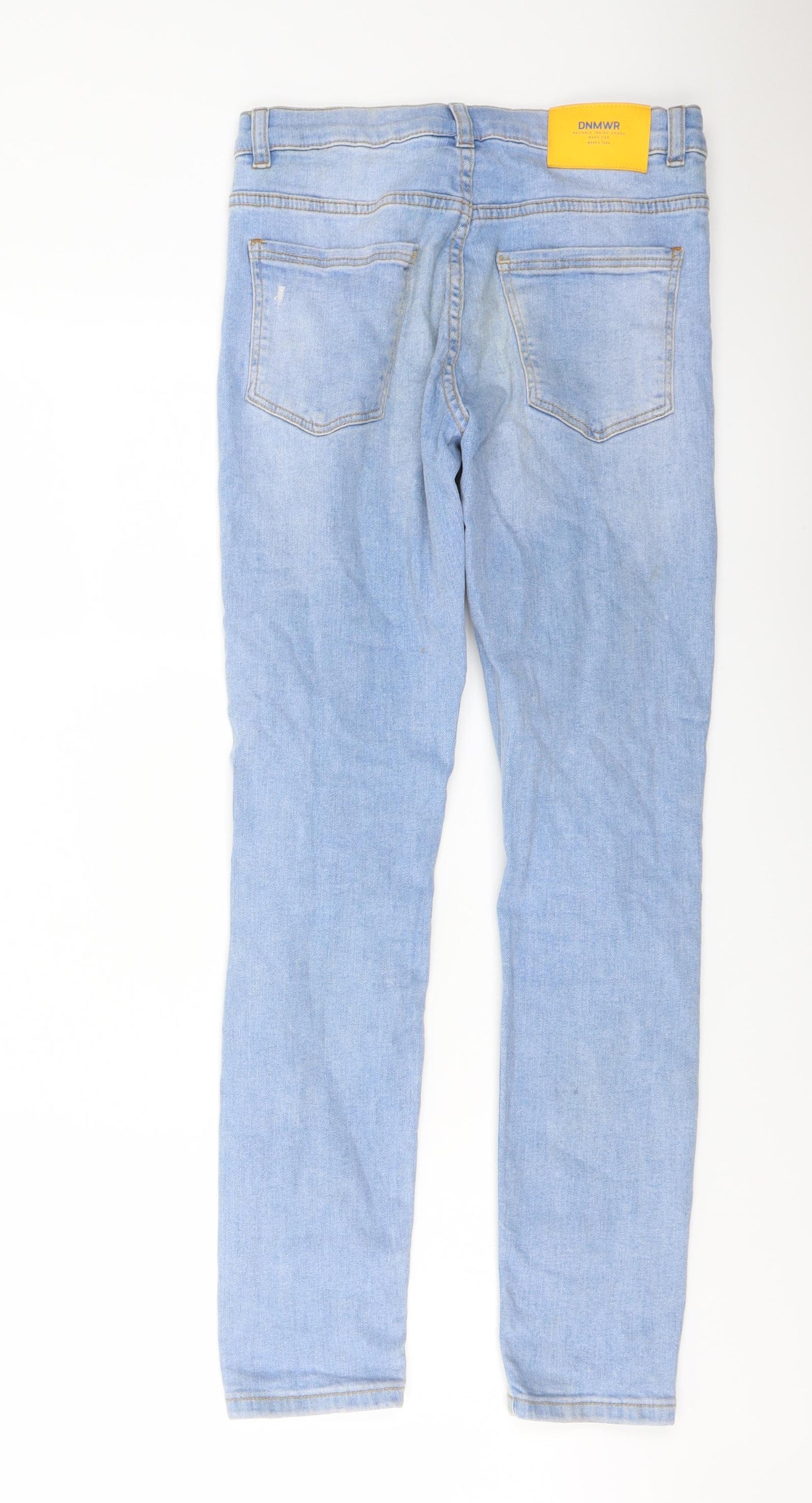 Zara Boys Blue Cotton Skinny Jeans Size 11-12 Years Regular Button - Distressed