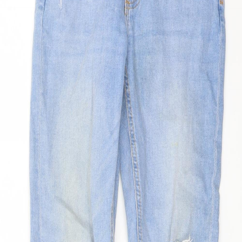 Zara Boys Blue Cotton Skinny Jeans Size 11-12 Years Regular Button - Distressed