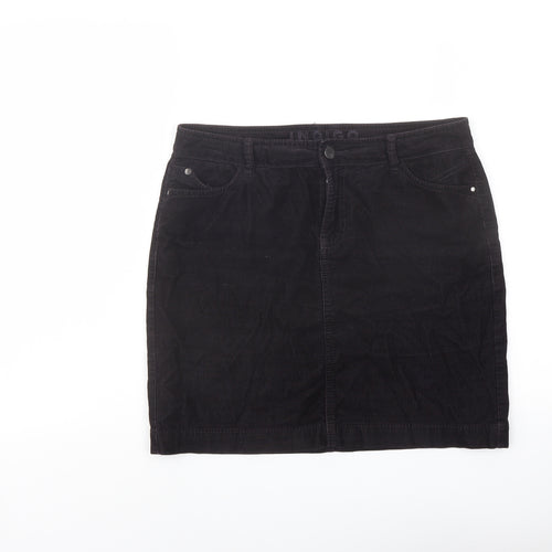 Indigo Womens Purple Cotton A-Line Skirt Size 10 Button