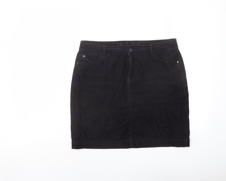 Indigo Womens Purple Cotton A-Line Skirt Size 10 Button