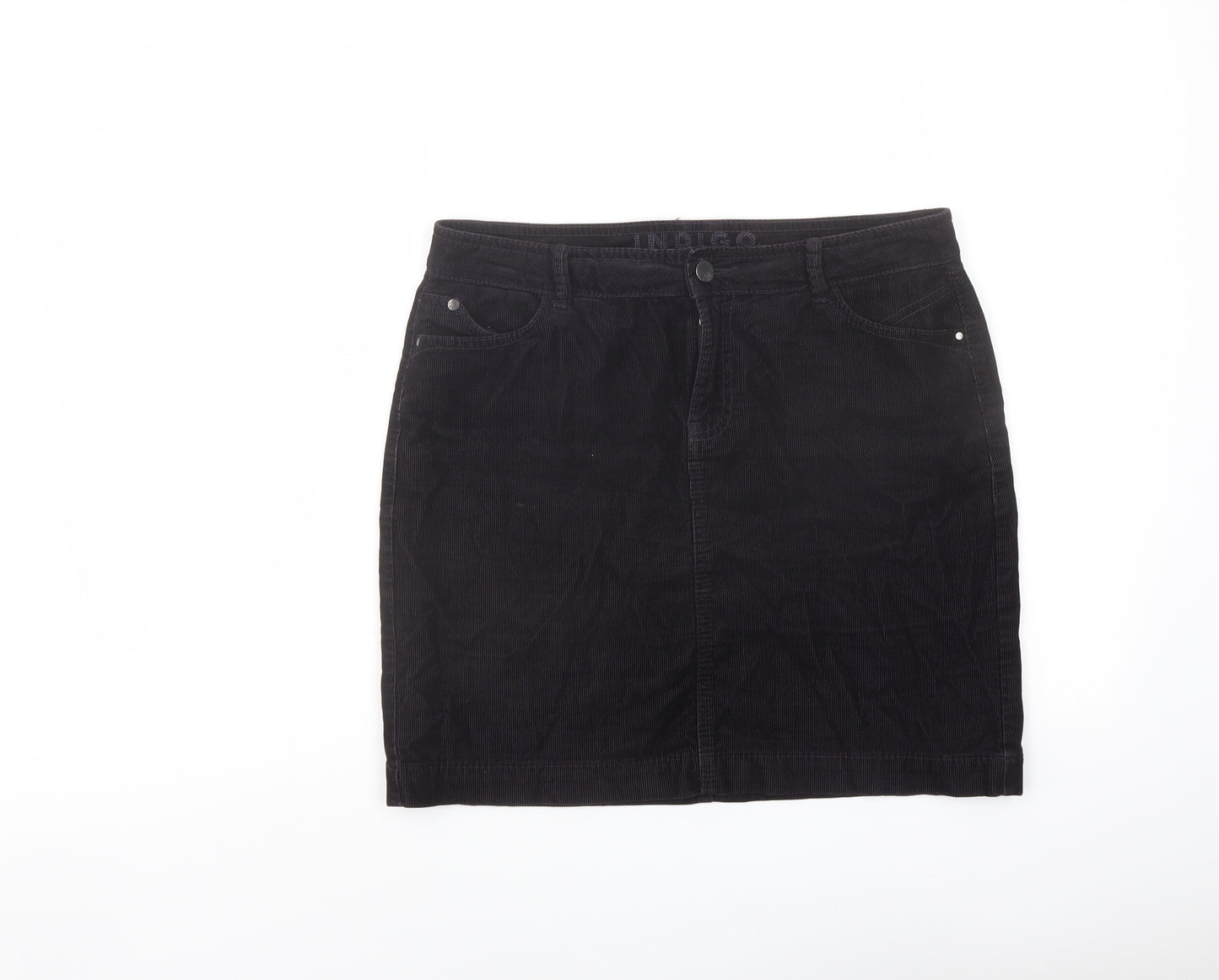 Indigo Womens Purple Cotton A-Line Skirt Size 10 Button
