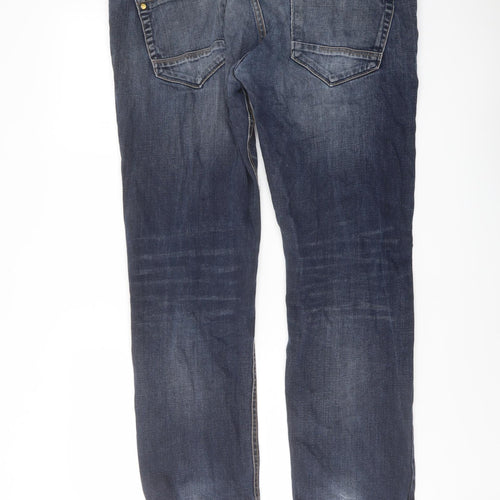Crosshatch Mens Blue Cotton Straight Jeans Size 38 in L30 in Regular Button