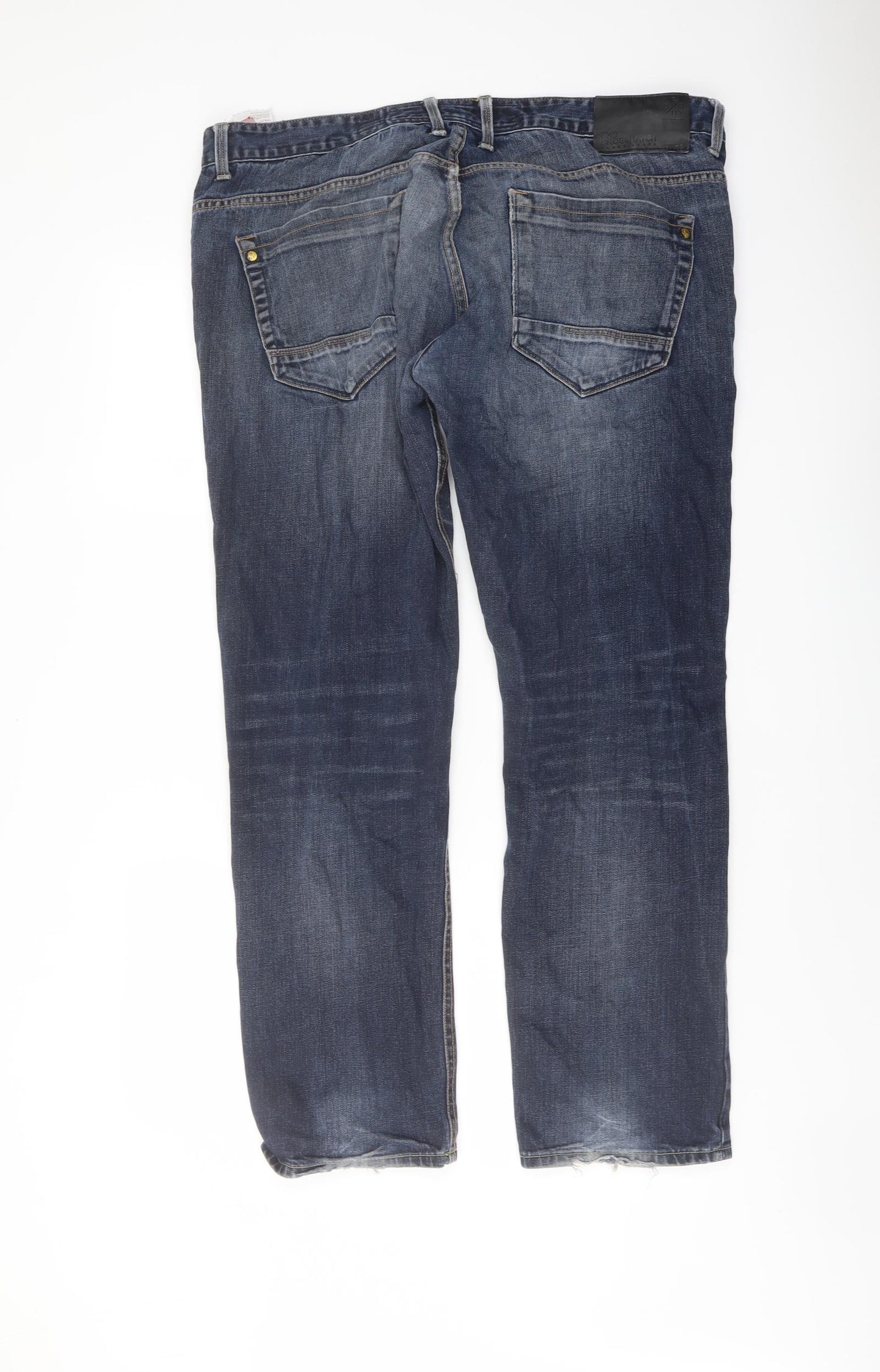 Crosshatch Mens Blue Cotton Straight Jeans Size 38 in L30 in Regular Button