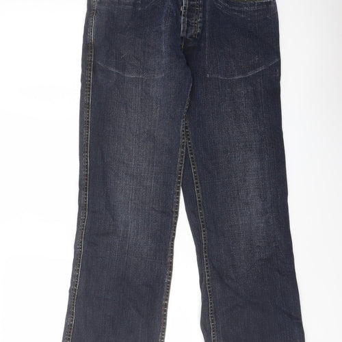 Denim & Co. Mens Blue Cotton Straight Jeans Size 32 in L30 in Regular Button