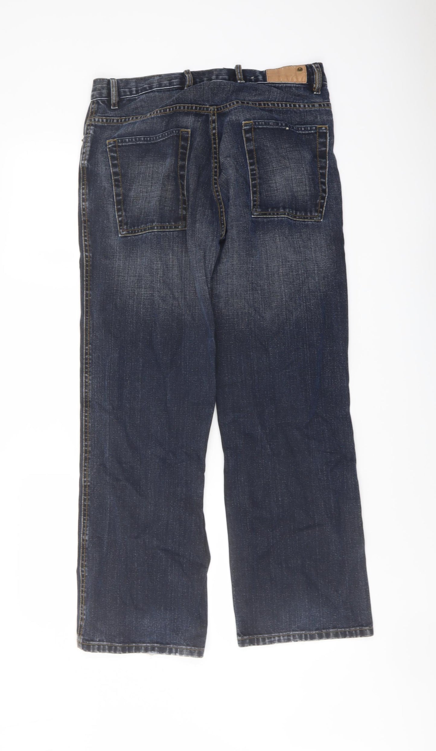 Denim & Co. Mens Blue Cotton Straight Jeans Size 32 in L30 in Regular Button