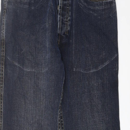 Denim & Co. Mens Blue Cotton Straight Jeans Size 32 in L30 in Regular Button