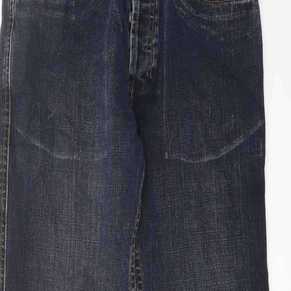 Denim & Co. Mens Blue Cotton Straight Jeans Size 32 in L30 in Regular Button