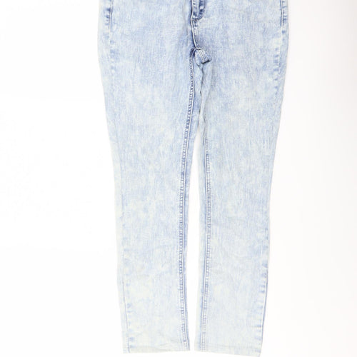 The Rockn Rev Womens Blue Cotton Skinny Jeans Size 12 L26 in Regular Button - Acid Wash
