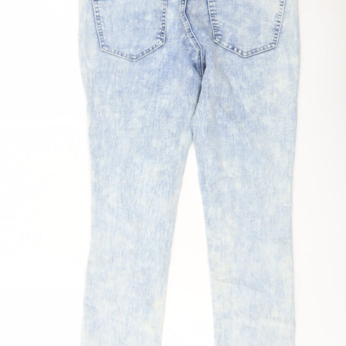 The Rockn Rev Womens Blue Cotton Skinny Jeans Size 12 L26 in Regular Button - Acid Wash
