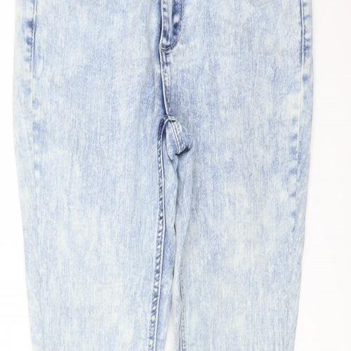 The Rockn Rev Womens Blue Cotton Skinny Jeans Size 12 L26 in Regular Button - Acid Wash