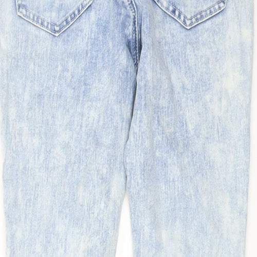 The Rockn Rev Womens Blue Cotton Skinny Jeans Size 12 L26 in Regular Button - Acid Wash