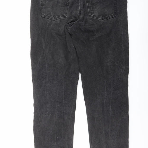 Marks and Spencer Mens Grey Cotton Straight Jeans Size 34 in L29 in Regular Button