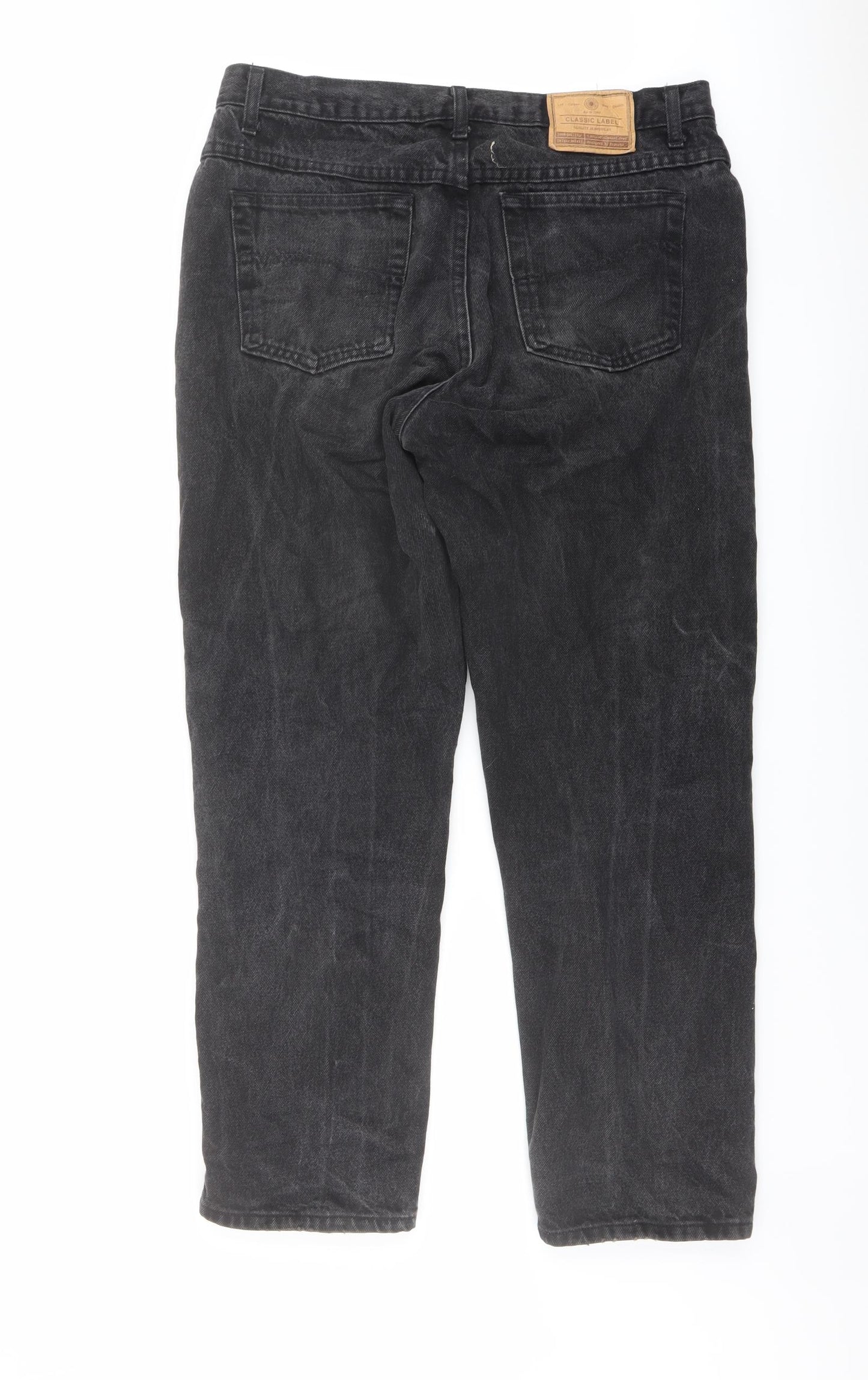 Marks and Spencer Mens Grey Cotton Straight Jeans Size 34 in L29 in Regular Button