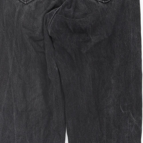 Marks and Spencer Mens Grey Cotton Straight Jeans Size 34 in L29 in Regular Button