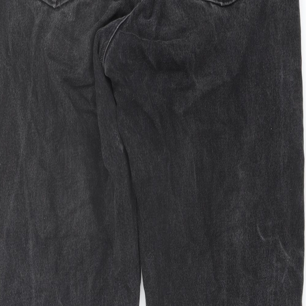 Marks and Spencer Mens Grey Cotton Straight Jeans Size 34 in L29 in Regular Button