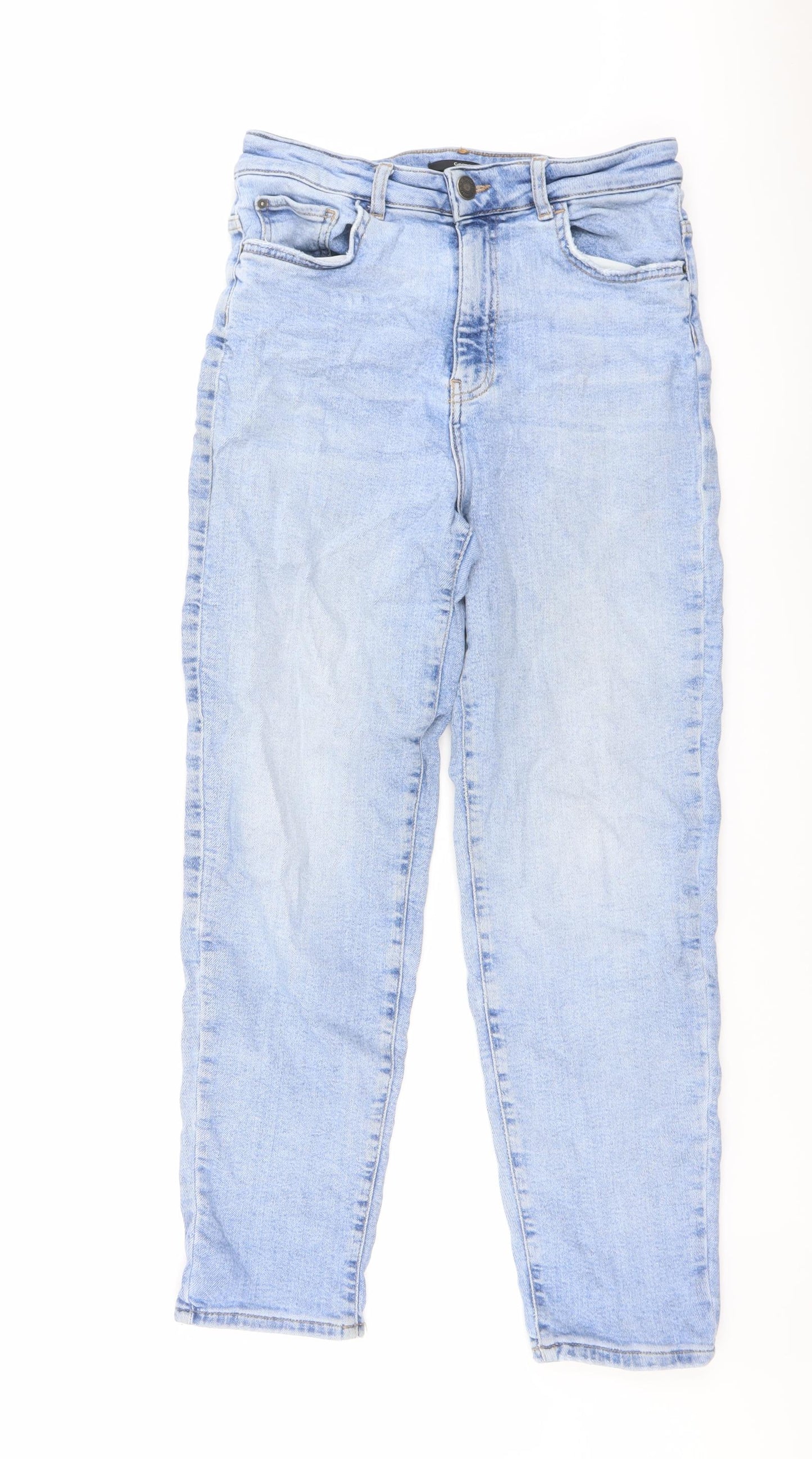 George Womens Blue Cotton Mom Jeans Size 12 L28 in Regular Button