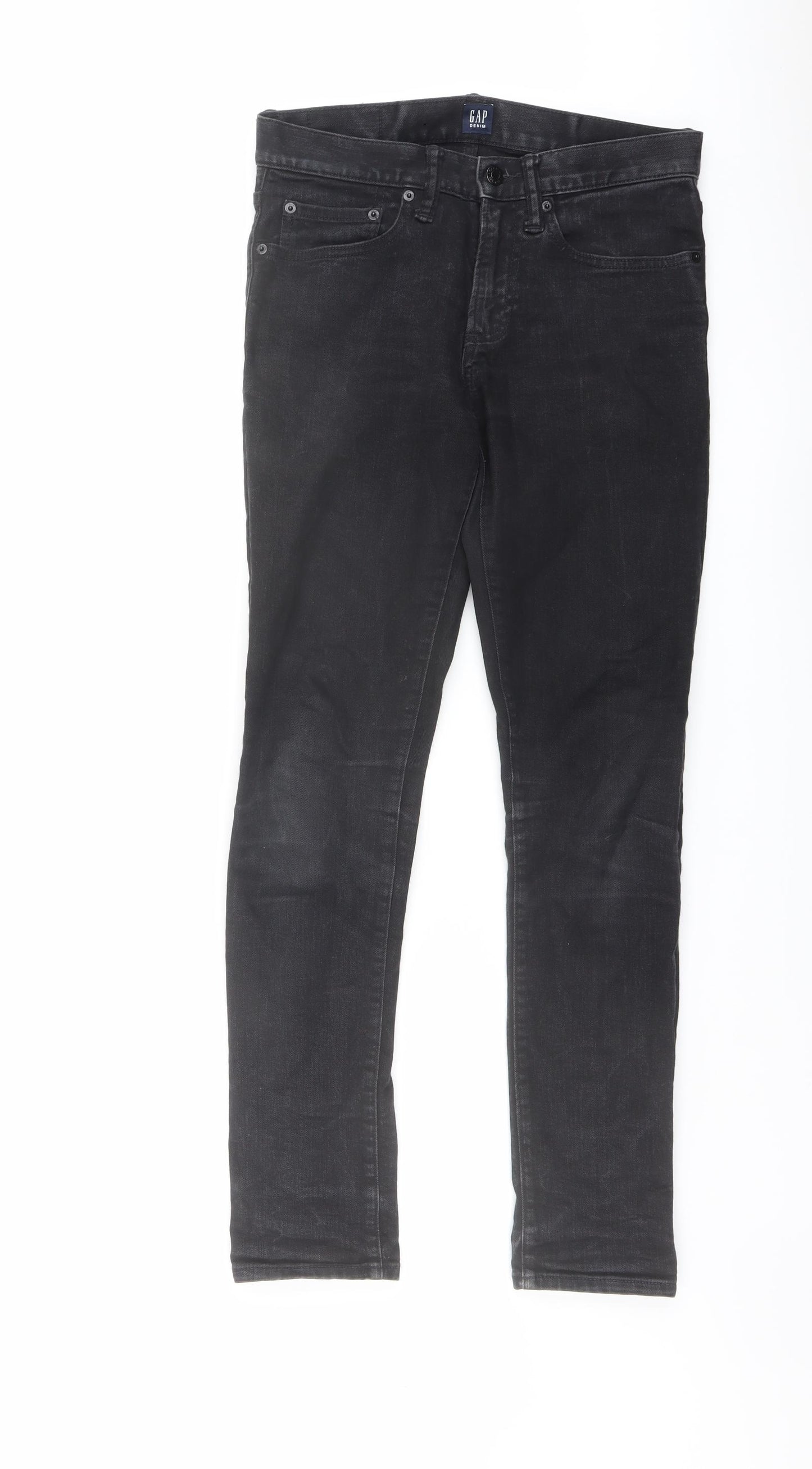 Gap Mens Black Cotton Skinny Jeans Size 29 in L30 in Regular Button