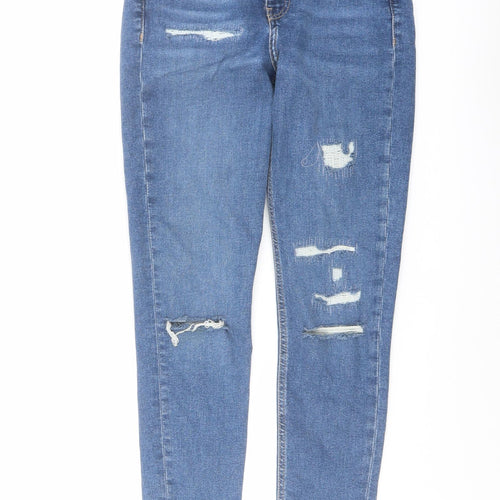 Topshop Womens Blue Cotton Skinny Jeans Size 26 in L32 in Regular Button