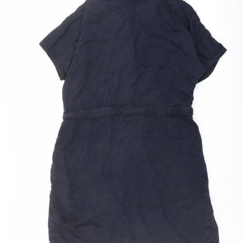 NEXT Womens Blue Lyocell Shirt Dress Size 12 Collared Button