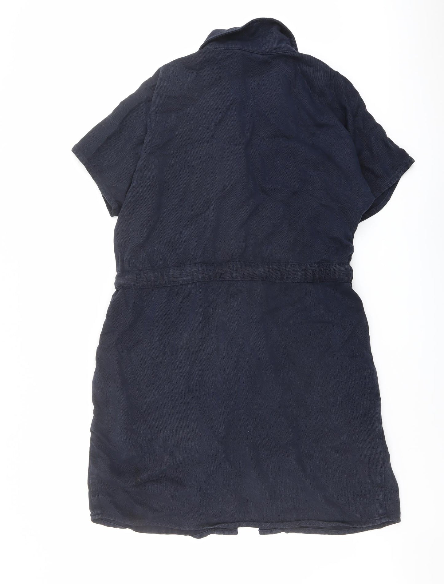 NEXT Womens Blue Lyocell Shirt Dress Size 12 Collared Button