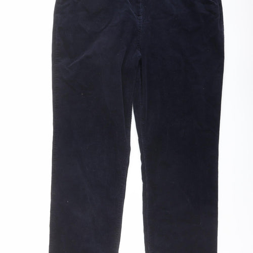 Marks and Spencer Womens Blue Cotton Trousers Size 18 L30 in Regular Button