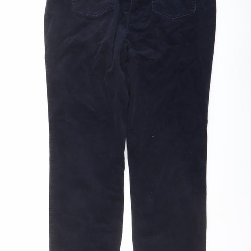 Marks and Spencer Womens Blue Cotton Trousers Size 18 L30 in Regular Button