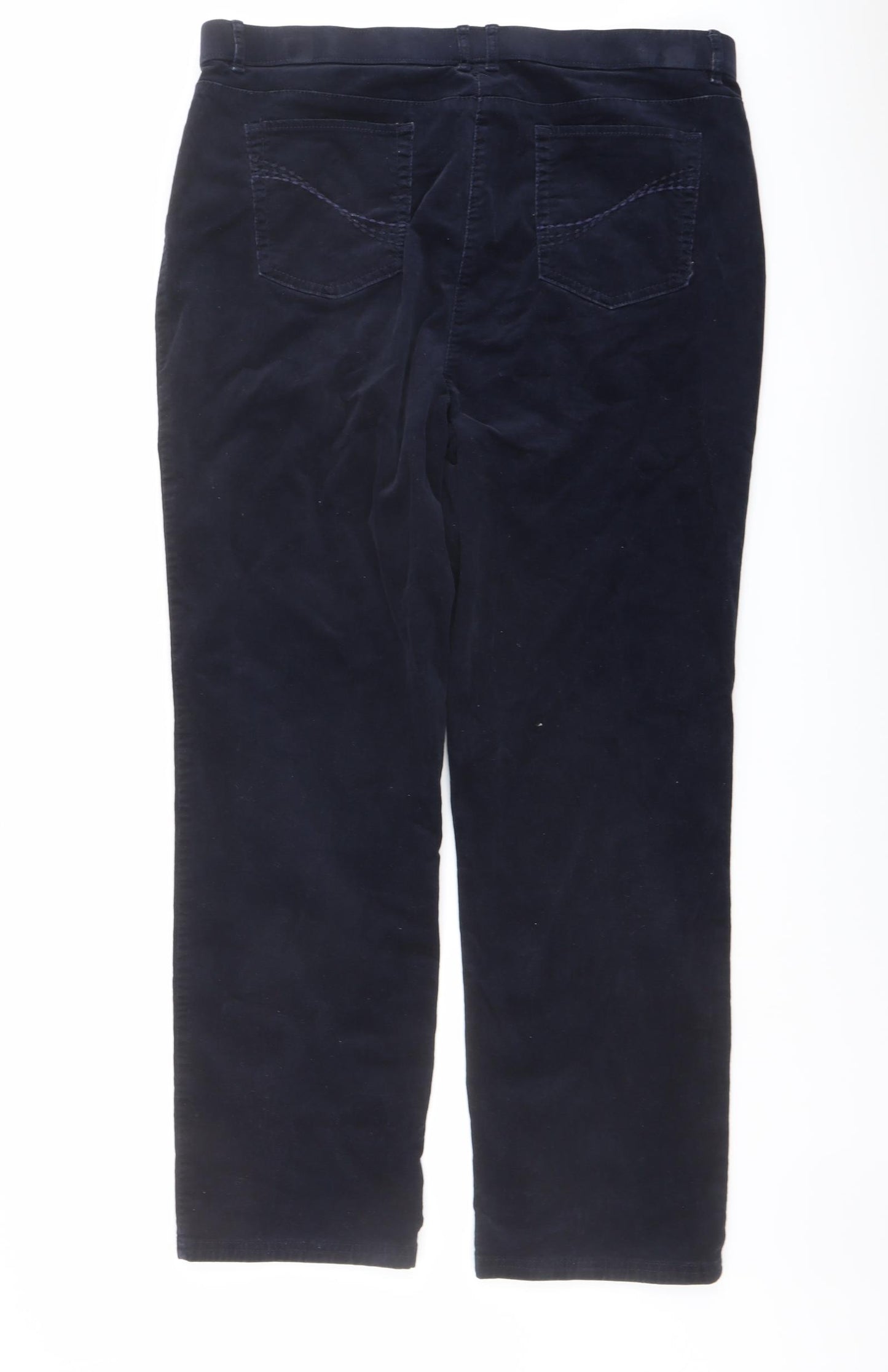 Marks and Spencer Womens Blue Cotton Trousers Size 18 L30 in Regular Button