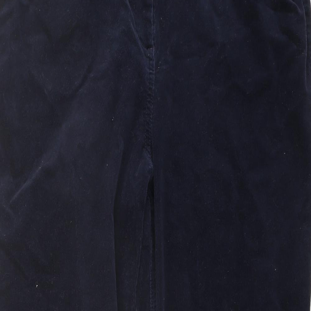 Marks and Spencer Womens Blue Cotton Trousers Size 18 L30 in Regular Button