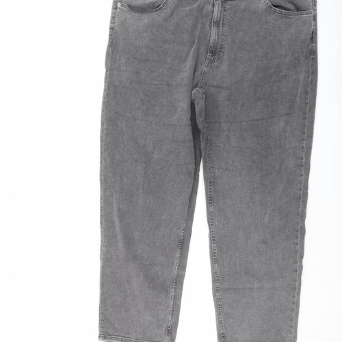 Lindex Womens Grey Cotton Straight Jeans Size 24 L27 in Regular Button