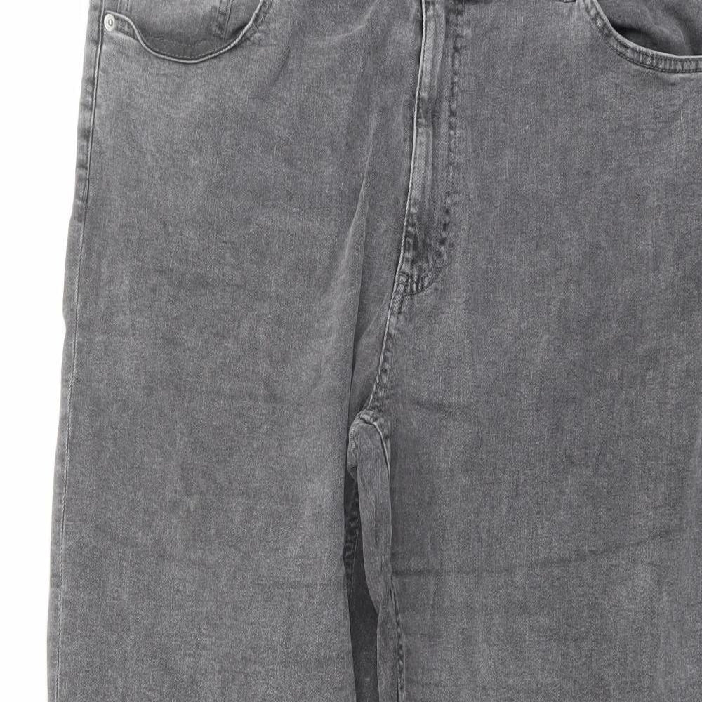 Lindex Womens Grey Cotton Straight Jeans Size 24 L27 in Regular Button