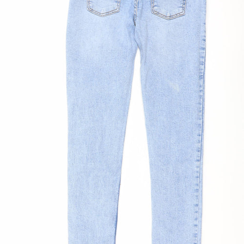 Denim & Co. Girls Blue Cotton Skinny Jeans Size 10-11 Years Regular Button