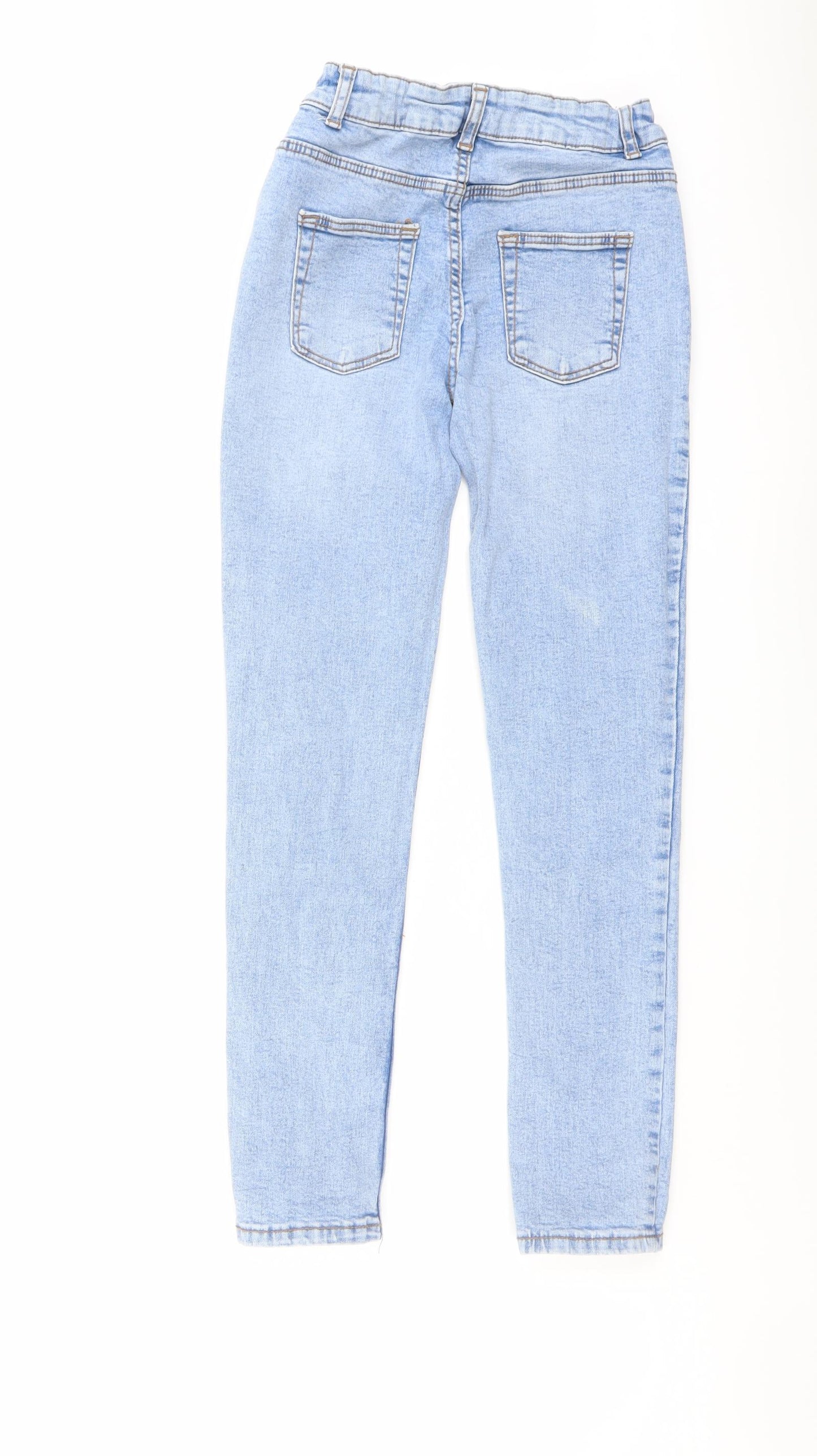 Denim & Co. Girls Blue Cotton Skinny Jeans Size 10-11 Years Regular Button