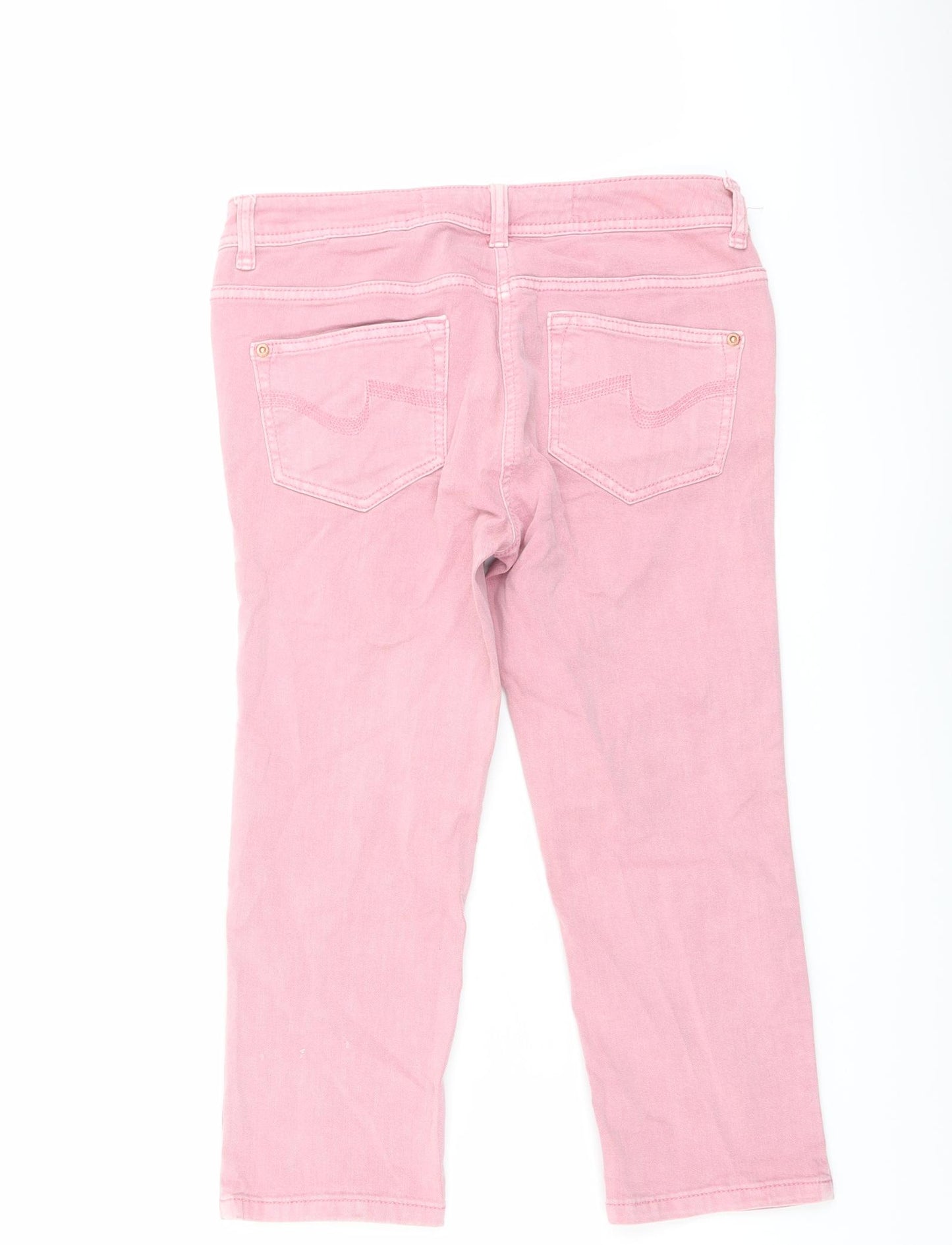 NEXT Womens Pink Cotton Cropped Jeans Size 8 L20 in Regular Button