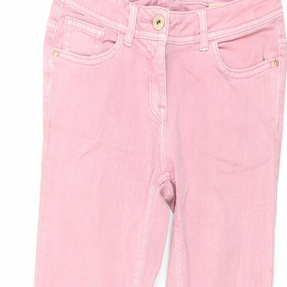 NEXT Womens Pink Cotton Cropped Jeans Size 8 L20 in Regular Button