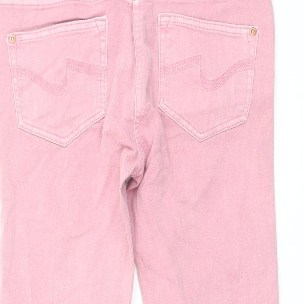 NEXT Womens Pink Cotton Cropped Jeans Size 8 L20 in Regular Button