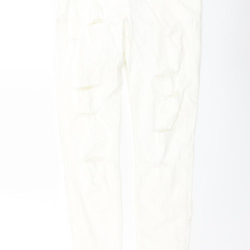 River Island Womens Ivory Cotton Skinny Jeans Size 12 L28 in Regular Button
