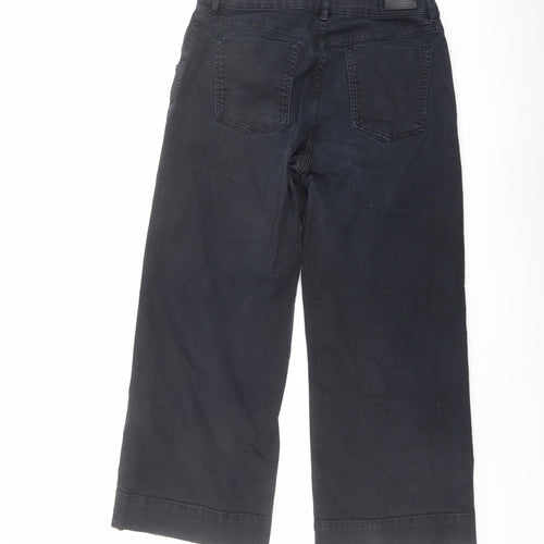 Jigsaw Womens Blue Cotton Wide-Leg Jeans Size 30 in L27 in Regular Button